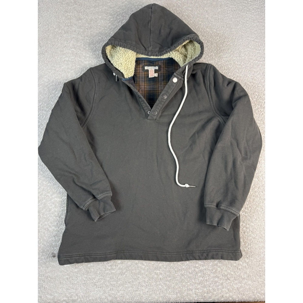 Carbon2Cobalt Hoodie Mens Medium Gray‎ Flannel Lined Snap Henley Heavyweight